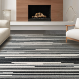 Ultra Soft Area Rug, Non Slip, Stain Resistant, Washable Area Rugs for Living Room, Bedroom, Black White Stripe Floor Rug(Black)