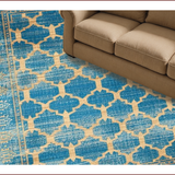 Ultra Soft Area Rug, Non Slip, Stain Resistant, Washable Area Rugs for Living Room, Bedroom, Rustic Oceanic Tiled Arrangement(Blue)