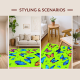 Ultra Soft Area Rug, Non Slip, Stain Resistant, Washable Area Rugs for Living Room, Bedroom, Charming Colorful Insect Motif Design(Blue)