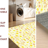Ultra Soft Area Rug, Non Slip, Stain Resistant, Washable Area Rugs for Living Room, Bedroom, Lovely Springtime Floral Texture(Yellow)