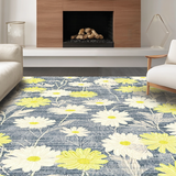 Ultra Soft Area Rug, Non Slip, Stain Resistant, Washable Area Rugs for Living Room, Bedroom, Elegant Soft Tone Blooms(Blue)