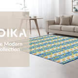 Ultra Soft Area Rug, Non Slip, Stain Resistant, Washable Area Rugs for Living Room, Bedroom, Vibrant Daisy Pattern with Rustic Appeal(Blue)