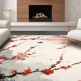 Ultra Soft Area Rug, Non Slip, Stain Resistant, Washable Area Rugs for Living Room, Bedroom, Elegant Japanese Floral Cascade(Red)