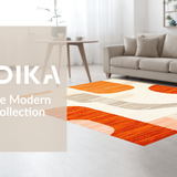 Ultra Soft Area Rug, Non Slip, Stain Resistant, Washable Area Rugs for Living Room, Bedroom, Stylish Symmetrical Orange Elements(Orange)