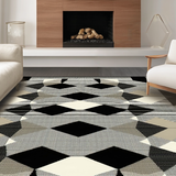 Ultra Soft Area Rug, Non Slip, Stain Resistant, Washable Area Rugs for Living Room, Bedroom, Elegant Transitional Grid Pattern(Beige)
