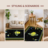 Ultra Soft Area Rug, Non Slip, Stain Resistant, Washable Area Rugs for Living Room, Bedroom, Bold Astronomical Shape Arrangement(Yellow)