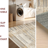 Ultra Soft Area Rug, Non Slip, Stain Resistant, Washable Area Rugs for Living Room, Bedroom, Trendy Boho Inspired Diamond Layout(Beige)