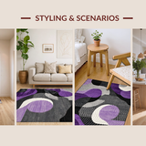 Ultra Soft Area Rug, Non Slip, Stain Resistant, Washable Area Rugs for Living Room, Bedroom, Dynamic Contemporary Striped Aesthetic(Purple)