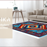 Ultra Soft Area Rug, Non Slip, Stain Resistant, Washable Area Rugs for Living Room, Bedroom, Geometric Teal and Rust Dining Room Rug(Red)