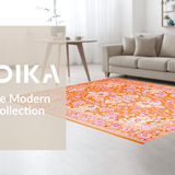 Ultra Soft Area Rug, Non Slip, Stain Resistant, Washable Area Rugs for Living Room, Bedroom, Elegant Earthy Tones Blossom(Orange)