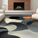 Ultra Soft Area Rug, Non Slip, Stain Resistant, Washable Area Rugs for Living Room, Bedroom, Artistic Fluid Lines Aesthetic(Gray)