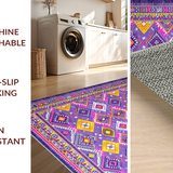 Ultra Soft Area Rug, Non Slip, Stain Resistant, Washable Area Rugs for Living Room, Bedroom, Rustic Lattice Style Aesthetic(Purple)