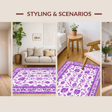Ultra Soft Area Rug, Non Slip, Stain Resistant, Washable Area Rugs for Living Room, Bedroom, Rustic Purple Petal Motif(Purple)