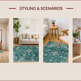 Ultra Soft Area Rug, Non Slip, Stain Resistant, Washable Area Rugs for Living Room, Bedroom, Vibrant Earth Toned Pattern(Blue)
