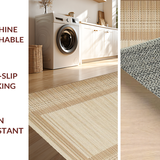 Ultra Soft Area Rug, Non Slip, Stain Resistant, Washable Area Rugs for Living Room, Bedroom, Vintage Cozy Textured Appeal(Beige)