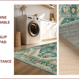 Ultra Soft Area Rug, Non Slip, Stain Resistant, Washable Area Rugs for Living Room, Bedroom, Elegant Abstract Tiled Composition(Green)