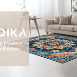 Ultra Soft Area Rug, Non Slip, Stain Resistant, Washable Area Rugs for Living Room, Bedroom, Colorful Abstract Geometric Motif(Blue)