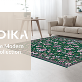 Ultra Soft Area Rug, Non Slip, Stain Resistant, Washable Area Rugs for Living Room, Bedroom, Classic Floral Ogee Print(Green)