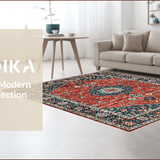 Ultra Soft Area Rug, Non Slip, Stain Resistant, Washable Area Rugs for Living Room, Bedroom, Boho Oriental Low-Pile(Red)