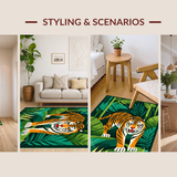 Ultra Soft Area Rug, Non Slip, Stain Resistant, Washable Area Rugs for Living Room, Bedroom, Jungle Inspired Colorful Animal Motif(Green)