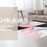 Ultra Soft Area Rug, Non Slip, Stain Resistant, Washable Area Rugs for Living Room, Bedroom, Contemporary Black and Gray Abstract Design(Pink)