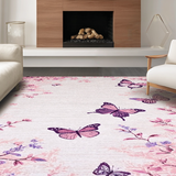 Ultra Soft Area Rug, Non Slip, Stain Resistant, Washable Area Rugs for Living Room, Bedroom, Delicate Insect Print with Cozy Vibes(Pink)