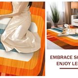 Ultra Soft Area Rug, Non Slip, Stain Resistant, Washable Area Rugs for Living Room, Bedroom, Transitional Colorful Organic Shapes(Orange)