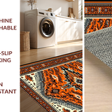 Ultra Soft Area Rug, Non Slip, Stain Resistant, Washable Area Rugs for Living Room, Bedroom, Vibrant Circular Rustic Cowboy Pattern(Orange)