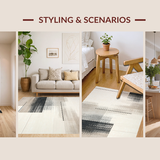 Ultra Soft Area Rug, Non Slip, Stain Resistant, Washable Area Rugs for Living Room, Bedroom, Sophisticated Artistic Linear Arrangement(Beige)