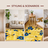 Ultra Soft Area Rug, Non Slip, Stain Resistant, Washable Area Rugs for Living Room, Bedroom, Colorful Geometric Tiled Motif(Gold)