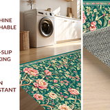 Ultra Soft Area Rug, Non Slip, Stain Resistant, Washable Area Rugs for Living Room, Bedroom, Serene Retro Trellis Motif(Green)