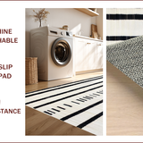 Ultra Soft Area Rug, Non Slip, Stain Resistant, Washable Area Rugs for Living Room, Bedroom, Chic Striped Minimalist Aesthetic(Black)
