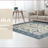 Ultra Soft Area Rug, Non Slip, Stain Resistant, Washable Area Rugs for Living Room, Bedroom, Elegant Soft Patterned Motif(Ivory)