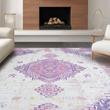 Ultra Soft Area Rug, Non Slip, Stain Resistant, Washable Area Rugs for Living Room, Bedroom, Contemporary Abstract Lattice Arrangement(Purple)