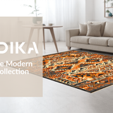 Ultra Soft Area Rug, Non Slip, Stain Resistant, Washable Area Rugs for Living Room, Bedroom, Rustic Warm Earth Tone Patterns(Orange)