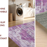 Ultra Soft Area Rug, Non Slip, Stain Resistant, Washable Area Rugs for Living Room, Bedroom, Cozy Pastel Medallion Touch(Purple)