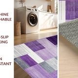 Ultra Soft Area Rug, Non Slip, Stain Resistant, Washable Area Rugs for Living Room, Bedroom, Striking Purple and Black Motif(Purple)