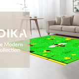 Ultra Soft Area Rug, Non Slip, Stain Resistant, Washable Area Rugs for Living Room, Bedroom, Cheerful Green Insect Design(Green)