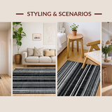 Ultra Soft Area Rug, Non Slip, Stain Resistant, Washable Area Rugs for Living Room, Bedroom, Chic Black and White Geometric Rug, Handcrafted Design for Modern Decor(Black)