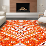 Ultra Soft Area Rug, Non Slip, Stain Resistant, Washable Area Rugs for Living Room, Bedroom, Rustic Geometric Orange Elegance(Orange)