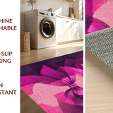 Ultra Soft Area Rug, Non Slip, Stain Resistant, Washable Area Rugs for Living Room, Bedroom, Coquette Bow Motif Rug with Curved Ribbon Edges and Sculpted Silhouette Design(Pink)
