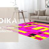 Ultra Soft Area Rug, Non Slip, Stain Resistant, Washable Area Rugs for Living Room, Bedroom, Retro Geometric Pattern Playfulness(Pink)