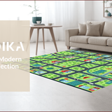 Ultra Soft Area Rug, Non Slip, Stain Resistant, Washable Area Rugs for Living Room, Bedroom, Interactive Cityscape Playmat Design(Black)