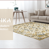 Ultra Soft Area Rug, Non Slip, Stain Resistant, Washable Area Rugs for Living Room, Bedroom, Elegant Vintage Floral Composition(Beige)