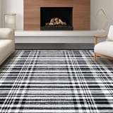 Ultra Soft Area Rug, Non Slip, Stain Resistant, Washable Area Rugs for Living Room, Bedroom, Modern Stripe Area Rug(Black)