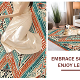 Ultra Soft Area Rug, Non Slip, Stain Resistant, Washable Area Rugs for Living Room, Bedroom, Chic Teal and Cream Mosaic(Red)