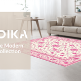 Ultra Soft Area Rug, Non Slip, Stain Resistant, Washable Area Rugs for Living Room, Bedroom, Delicate Floral Silhouette Display(White)