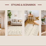 Ultra Soft Area Rug, Non Slip, Stain Resistant, Washable Area Rugs for Living Room, Bedroom, Rustic High-Low Floral Motif(Beige)