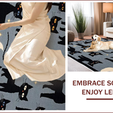 Ultra Soft Area Rug, Non Slip, Stain Resistant, Washable Area Rugs for Living Room, Bedroom, Charming Whimsical Feline Aesthetic(Black)