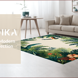 Ultra Soft Area Rug, Non Slip, Stain Resistant, Washable Area Rugs for Living Room, Bedroom, Tropical Flora Abstract Motif(Beige)